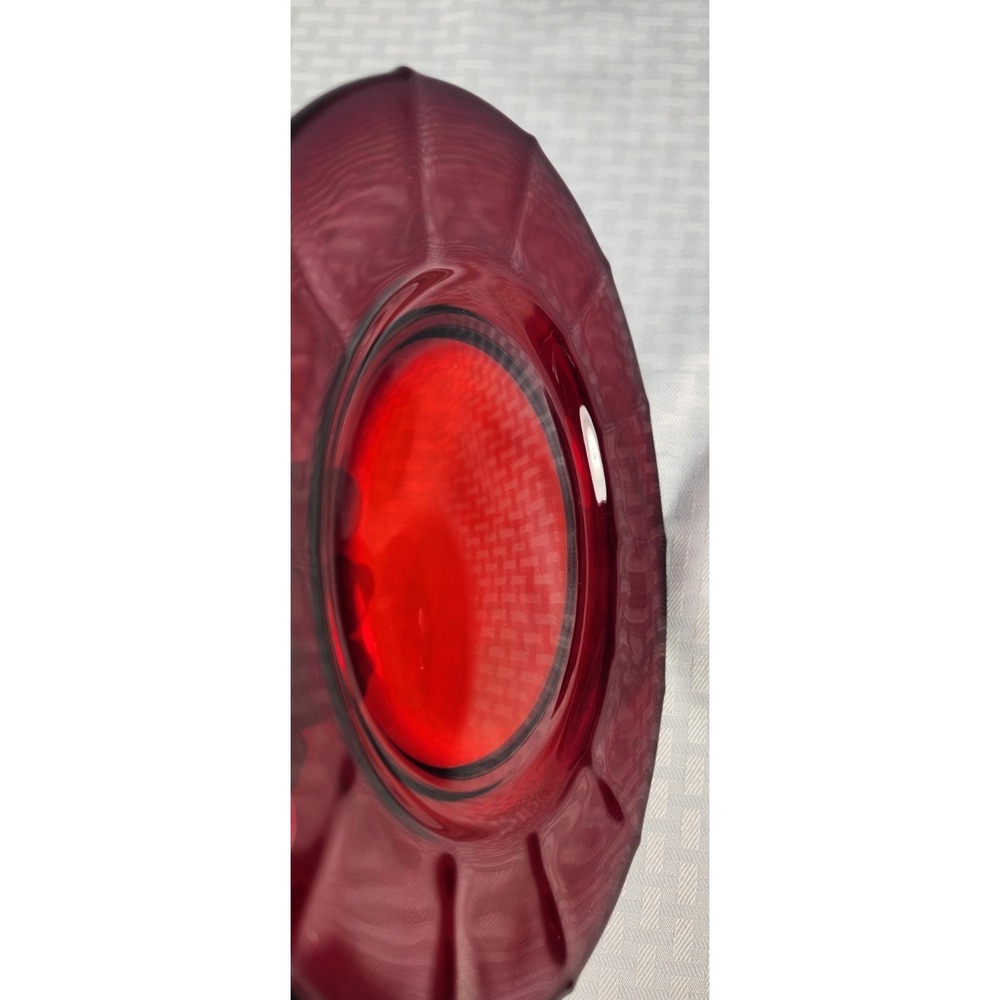Vintage Martinsville Addie Ruby Red "Elegant"Glass Luncheon Plates-Set of 5-VG - Picture 5 of 9